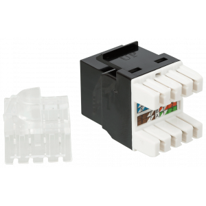 Keystone module, RJ45, category 5E, UTP, 180 degrees, with built-in shutter